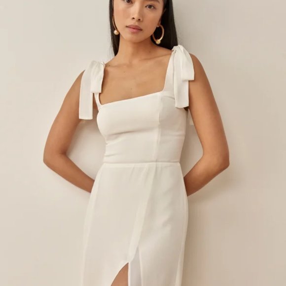 Reformation Twilight Dress in Ivory White Sleeveless Midi - Picture 5 of 7